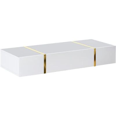 Unique Console Suspendue avec 3 Portes Blanc Brillant et doré MARZIALO - Publicité Unique Console Suspendue avec 3 Portes Blanc Brillant et doré MARZIALO - Publicité