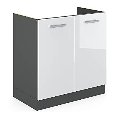 Vicco Meuble Bas sous-évier R-Line, Blanc Haute Brillance, 80cm sans PT, pour Une Combinaison Libre au Sein de systèmes de Cuisine modulaires - Publicité Vicco Meuble Bas sous-évier R-Line, Blanc Haute Brillance, 80cm sans PT, pour Une Combinaison Libre au Sein de systèmes de Cuisine modulaires - Publicité