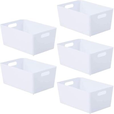 Niftii Lot de 5 Paniers de Rangement Plastique avec Poignées – Bac Rangement Cuisine & Salle de Bain – Petit Bac Empilable 3,9L – Boîte Rangement Plastique pour Maison & Bureau - Publicité Niftii Lot de 5 Paniers de Rangement Plastique avec Poignées – Bac Rangement Cuisine & Salle de Bain – Petit Bac Empilable 3,9L – Boîte Rangement Plastique pour Maison & Bureau - Publicité