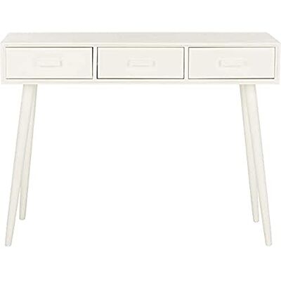 Safavieh Leroy Table Console avec 3 tiroirs, Bois Dense, Blanc, 36 x 106 x 81 - Publicité Safavieh Leroy Table Console avec 3 tiroirs, Bois Dense, Blanc, 36 x 106 x 81 - Publicité