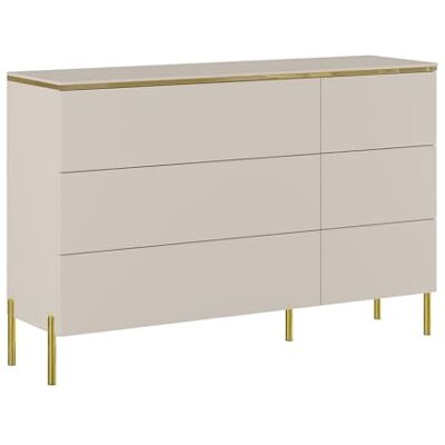 PASCAL MORABITO Vente-Unique Commode 6 tiroirs Beige et doré VUKIA - Publicité PASCAL MORABITO Vente-Unique Commode 6 tiroirs Beige et doré VUKIA - Publicité