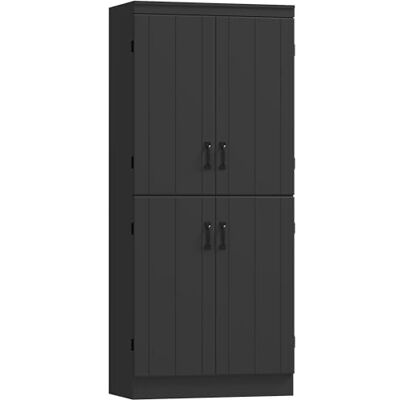 HOMCOM Buffet Haut Cuisine, Armoire de Cuisine, vaisselier avec 4 Portes à 6 Niveaux et étagères réglables, Meuble de Rangement pour Salon, Salle à Manger, 76 x 40 x 176,7 cm, Noir - Publicité HOMCOM Buffet Haut Cuisine, Armoire de Cuisine, vaisselier avec 4 Portes à 6 Niveaux et étagères réglables, Meuble de Rangement pour Salon, Salle à Manger, 76 x 40 x 176,7 cm, Noir - Publicité