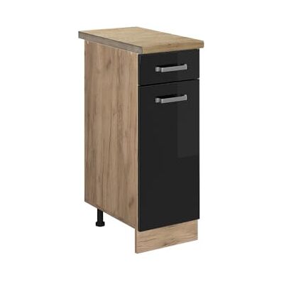 Vicco Meuble Cuisine R-Line, Noir Haute Brillance, 30cm, PT Chêne, pour Une Combinaison Libre au Sein de systèmes de Cuisine modulaires - Publicité Vicco Meuble Cuisine R-Line, Noir Haute Brillance, 30cm, PT Chêne, pour Une Combinaison Libre au Sein de systèmes de Cuisine modulaires - Publicité