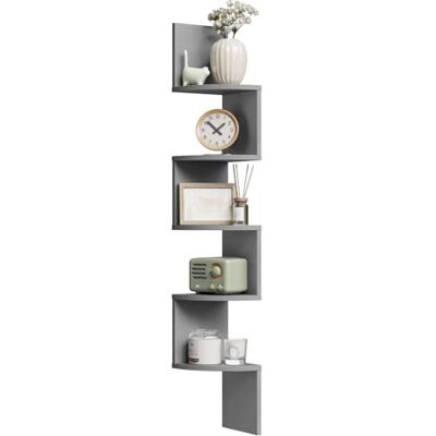 WOLTU Étagère d'angle, Étagère Murale, Étagère Zigzag, Bibliothèque d’Angle à 5 Niveaux, Étagère Grise, pour Salon, Cuisine, Chambre, en MDF, RG9313hgr2 - Publicité WOLTU Étagère d'angle, Étagère Murale, Étagère Zigzag, Bibliothèque d’Angle à 5 Niveaux, Étagère Grise, pour Salon, Cuisine, Chambre, en MDF, RG9313hgr2 - Publicité