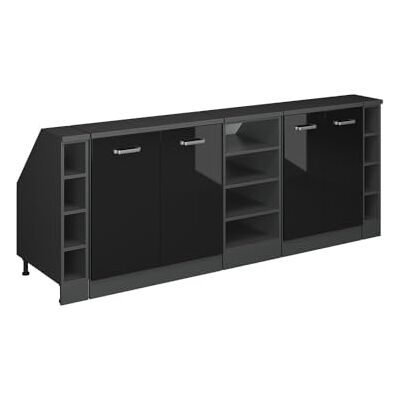 Vicco Meuble sous Pente R-Line, Noir Haute Brillance, 210cm Lot de 5 caissons 60 cm de Profondeur, Convient aux Murs inclinés et à Une Installation de Cuisine Variable - Publicité Vicco Meuble sous Pente R-Line, Noir Haute Brillance, 210cm Lot de 5 caissons 60 cm de Profondeur, Convient aux Murs inclinés et à Une Installation de Cuisine Variable - Publicité