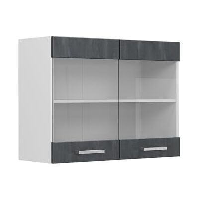 Vicco Armoire en Verre R-Line, Béton Noir, 80cm, pour Une Combinaison Libre au Sein de systèmes de Cuisine modulaires - Publicité Vicco Armoire en Verre R-Line, Béton Noir, 80cm, pour Une Combinaison Libre au Sein de systèmes de Cuisine modulaires - Publicité