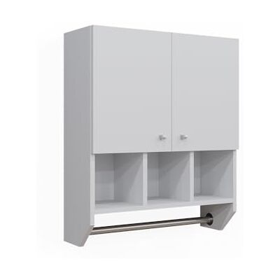 Vicco Armoire de Fynn, Blanc, 59.2x70.5cm Armoire Suspendue avec 2 Portes, à Fixation Murale pour Le Rangement des Accessoires de Salle de Bain - Publicité Vicco Armoire de Fynn, Blanc, 59.2x70.5cm Armoire Suspendue avec 2 Portes, à Fixation Murale pour Le Rangement des Accessoires de Salle de Bain - Publicité