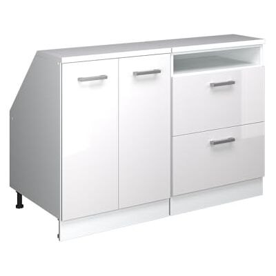 Vicco Meuble sous Pente R-Line, Blanc Haute Brillance, 120cm Lot de 2 caissons 60 cm de Profondeur, Convient aux Murs inclinés et à Une Installation de Cuisine Variable - Publicité Vicco Meuble sous Pente R-Line, Blanc Haute Brillance, 120cm Lot de 2 caissons 60 cm de Profondeur, Convient aux Murs inclinés et à Une Installation de Cuisine Variable - Publicité
