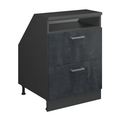 Vicco Meuble sous Pente R-Line, Béton Noir, 60cm 2 tiroirs, 60 cm de Profondeur, pour Une Combinaison Libre au Sein de systèmes de Cuisine modulaires - Publicité Vicco Meuble sous Pente R-Line, Béton Noir, 60cm 2 tiroirs, 60 cm de Profondeur, pour Une Combinaison Libre au Sein de systèmes de Cuisine modulaires - Publicité