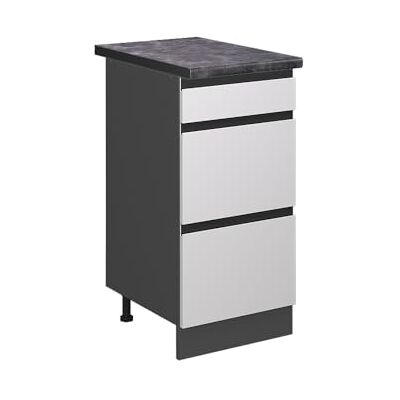 Vicco Meuble Cuisine R-Line, Blanc, 40cm J-Shape avec tiroirs, PT Anthracite, pour Une Combinaison Libre au Sein de systèmes de Cuisine modulaires - Publicité Vicco Meuble Cuisine R-Line, Blanc, 40cm J-Shape avec tiroirs, PT Anthracite, pour Une Combinaison Libre au Sein de systèmes de Cuisine modulaires - Publicité