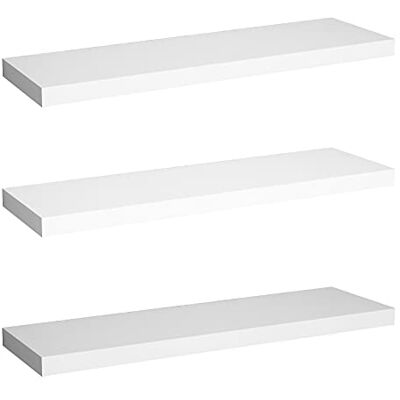 WOLTU Lot de 3 Étagère Murale en Bois MDF étagère Flottante pour Livres et CD, Blanc RG9317ws-3 - Publicité WOLTU Lot de 3 Étagère Murale en Bois MDF étagère Flottante pour Livres et CD, Blanc RG9317ws-3 - Publicité