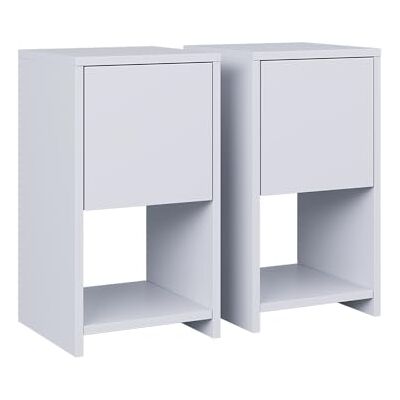 Vicco Table de Nuit Evo, Blanc, Lot de 2, Convient pour Le Rangement de Livres, Lampes et Objets du Quotidien - Publicité Vicco Table de Nuit Evo, Blanc, Lot de 2, Convient pour Le Rangement de Livres, Lampes et Objets du Quotidien - Publicité