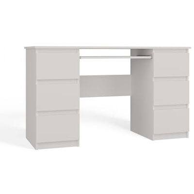 CDF Bureau Informatique Kuba 130x51x76 cm avec 3 Tiroirs 2 Compartiments et Étagères, Table de Travail PC Bureau Blanc Mat pour Chambre Ado Fille Aesthetic, Meuble Secrétaire Rangement Moderne - Publicité CDF Bureau Informatique Kuba 130x51x76 cm avec 3 Tiroirs 2 Compartiments et Étagères, Table de Travail PC Bureau Blanc Mat pour Chambre Ado Fille Aesthetic, Meuble Secrétaire Rangement Moderne - Publicité