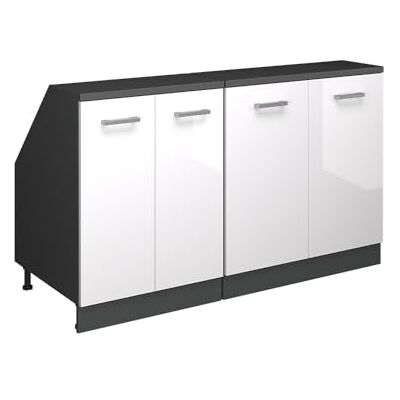 Vicco Meuble sous Pente R-Line, Blanc Haute Brillance, 140cm Lot de 2 caissons 60 cm de Profondeur, Convient aux Murs inclinés et à Une Installation de Cuisine Variable - Publicité Vicco Meuble sous Pente R-Line, Blanc Haute Brillance, 140cm Lot de 2 caissons 60 cm de Profondeur, Convient aux Murs inclinés et à Une Installation de Cuisine Variable - Publicité
