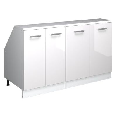 Vicco Meuble sous Pente R-Line, Blanc Haute Brillance, 140cm Lot de 2 caissons 60 cm de Profondeur, Convient aux Murs inclinés et à Une Installation de Cuisine Variable - Publicité Vicco Meuble sous Pente R-Line, Blanc Haute Brillance, 140cm Lot de 2 caissons 60 cm de Profondeur, Convient aux Murs inclinés et à Une Installation de Cuisine Variable - Publicité