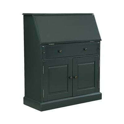 Unique Secrétaire en pin et MDF Vert foncé CLEORE avec Rangement - Publicité Unique Secrétaire en pin et MDF Vert foncé CLEORE avec Rangement - Publicité