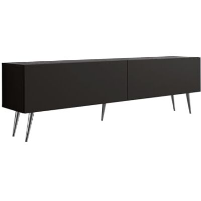 3E 3xE living.com Meuble TV : Deux Portes, Deux étagères, Couleur : Noir Mat, Pieds chromés, D : L : 170 cm, H : 52 cm, P : 32 cm - Publicité 3E 3xE living.com Meuble TV : Deux Portes, Deux étagères, Couleur : Noir Mat, Pieds chromés, D : L : 170 cm, H : 52 cm, P : 32 cm - Publicité