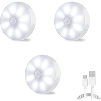 NC Lot de 3 lampes LED avec détecteur de mouvement, lampe de chevet armoire rechargeable, éclairage sous placard, salle de bain, escalier, couloir, chambre à coucher, chambre d'enfant, garage - Publicité NC Lot de 3 lampes LED avec détecteur de mouvement, lampe de chevet armoire rechargeable, éclairage sous placard, salle de bain, escalier, couloir, chambre à coucher, chambre d'enfant, garage - Publicité