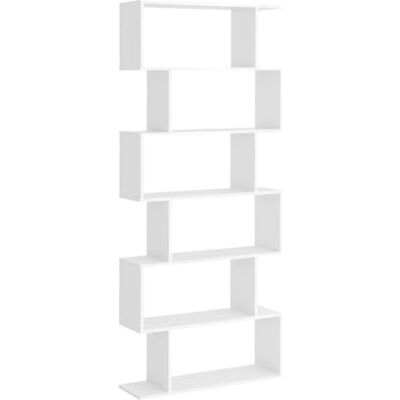 HOMCOM Bibliothèque étagère Zig zag Design Contemporain 80L x 23l x 192H cm 6 Niveaux Blanc - Publicité HOMCOM Bibliothèque étagère Zig zag Design Contemporain 80L x 23l x 192H cm 6 Niveaux Blanc - Publicité
