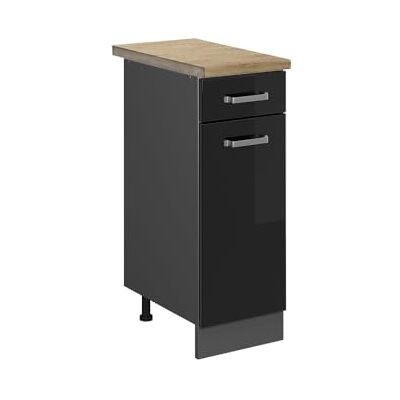 Vicco Meuble Cuisine R-Line, Noir Haute Brillance, 30cm, PT Chêne, pour Une Combinaison Libre au Sein de systèmes de Cuisine modulaires - Publicité Vicco Meuble Cuisine R-Line, Noir Haute Brillance, 30cm, PT Chêne, pour Une Combinaison Libre au Sein de systèmes de Cuisine modulaires - Publicité