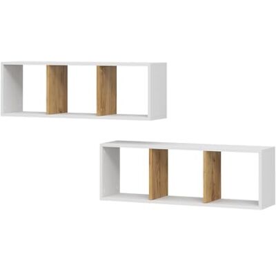Vicco Étagère Murale Tomy, Chêne Blanc/Force de l'or, 90x30cm Lot de 2, pour Montage Mural de Livres et Objets de décoration - Publicité Vicco Étagère Murale Tomy, Chêne Blanc/Force de l'or, 90x30cm Lot de 2, pour Montage Mural de Livres et Objets de décoration - Publicité
