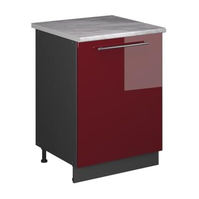 Vicco Meuble Bas de Cuisine Fame-Line, Rouge Bordeaux Haute Brillance/Anthracite, 60cm 1 Porte avec Plan de Travail - Publicité Vicco Meuble Bas de Cuisine Fame-Line, Rouge Bordeaux Haute Brillance/Anthracite, 60cm 1 Porte avec Plan de Travail - Publicité