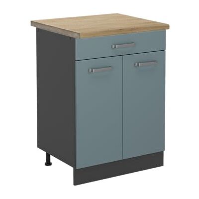 Vicco Meuble Cuisine R-Line, Bleu-Gris, 60cm, PT Chêne, pour Une Combinaison Libre au Sein de systèmes de Cuisine modulaires - Publicité Vicco Meuble Cuisine R-Line, Bleu-Gris, 60cm, PT Chêne, pour Une Combinaison Libre au Sein de systèmes de Cuisine modulaires - Publicité