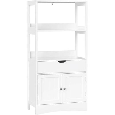 VASAGLE Meuble de Rangement de Salle de Bain, Armoire Haute, Bibliothèque, avec 2 Compartiments Ouverts, 1 Tiroir et 1 Placard, 32,5 x 60 x 122 cm, pour Salon, Cuisine, Bureau, Blanc BBC64WT - Publicité VASAGLE Meuble de Rangement de Salle de Bain, Armoire Haute, Bibliothèque, avec 2 Compartiments Ouverts, 1 Tiroir et 1 Placard, 32,5 x 60 x 122 cm, pour Salon, Cuisine, Bureau, Blanc BBC64WT - Publicité