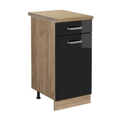 Vicco Meuble Cuisine R-Line, Noir Haute Brillance, 40cm, PT Chêne, pour Une Combinaison Libre au Sein de systèmes de Cuisine modulaires - Publicité Vicco Meuble Cuisine R-Line, Noir Haute Brillance, 40cm, PT Chêne, pour Une Combinaison Libre au Sein de systèmes de Cuisine modulaires - Publicité