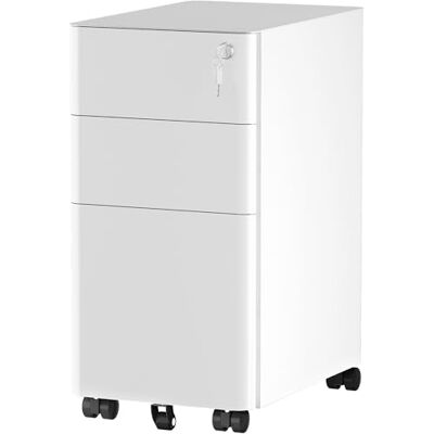 YITAHOME Armoire de classement à 3 tiroirs verrouillable, pour Bureau à Domicile avec Roue, Armoire de Bureau pour Lettre/légal/A4, entièrement assemblée, Blanc, 30 x 45 x 61 cm - Publicité YITAHOME Armoire de classement à 3 tiroirs verrouillable, pour Bureau à Domicile avec Roue, Armoire de Bureau pour Lettre/légal/A4, entièrement assemblée, Blanc, 30 x 45 x 61 cm - Publicité