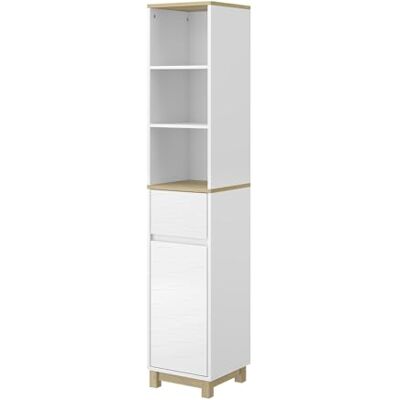 Vicco Meubles de Salle de Bain Livia, Blanc, 30x151cm avec tiroirs, pour Le Rangement au-Dessus des Toilettes avec Espace étagère Ouvert - Publicité Vicco Meubles de Salle de Bain Livia, Blanc, 30x151cm avec tiroirs, pour Le Rangement au-Dessus des Toilettes avec Espace étagère Ouvert - Publicité