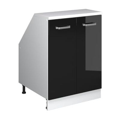 Vicco Meuble sous Pente R-Line, Noir Haute Brillance/Blanc, 60cm 2 Portes, 60 cm de Profondeur, pour Une Combinaison Libre au Sein de systèmes de Cuisine modulaires - Publicité Vicco Meuble sous Pente R-Line, Noir Haute Brillance/Blanc, 60cm 2 Portes, 60 cm de Profondeur, pour Une Combinaison Libre au Sein de systèmes de Cuisine modulaires - Publicité