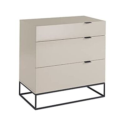 AC ANGEL CERDÁ Angel Cerdá Commode en Bois Laqué Gris Perle Brillant Meuble Commode avec 3Tiroirs à Fermeture Retardée et Pieds en Acier Noir Moderne et Fonctionnelle pour Chambre 80 x 45 x 80cm - Publicité AC ANGEL CERDÁ Angel Cerdá Commode en Bois Laqué Gris Perle Brillant Meuble Commode avec 3Tiroirs à Fermeture Retardée et Pieds en Acier Noir Moderne et Fonctionnelle pour Chambre 80 x 45 x 80cm - Publicité