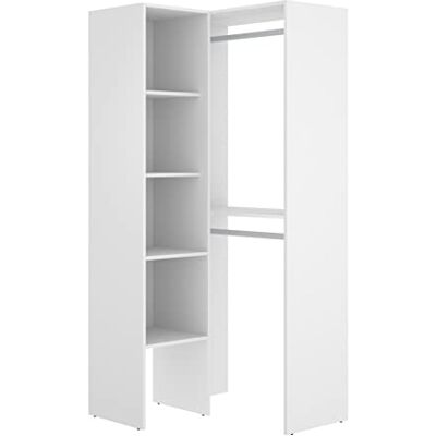 Pegane - Armoire dressing d'angle - Blanc - Wardrobe - Publicité Pegane - Armoire dressing d'angle - Blanc - Wardrobe - Publicité