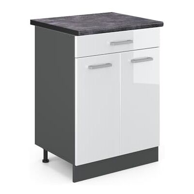 Vicco Meuble Cuisine R-Line, Blanc Haute Brillance, 60cm, PT Anthracite, pour Une Combinaison Libre au Sein de systèmes de Cuisine modulaires - Publicité Vicco Meuble Cuisine R-Line, Blanc Haute Brillance, 60cm, PT Anthracite, pour Une Combinaison Libre au Sein de systèmes de Cuisine modulaires - Publicité