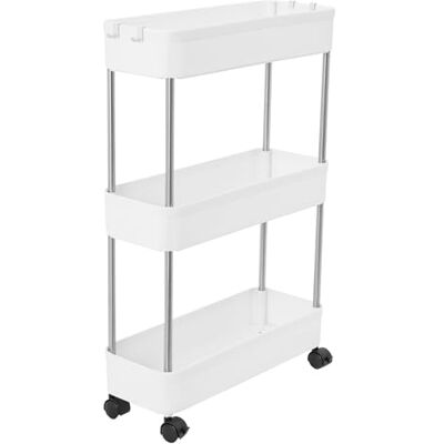 DDZcozy Chariot de cuisine avec 3 compartiments Étagère étroite de cuisine Chariot de niche sur roulettes Chariot de rangement pour cuisine salle de bain - Publicité DDZcozy Chariot de cuisine avec 3 compartiments Étagère étroite de cuisine Chariot de niche sur roulettes Chariot de rangement pour cuisine salle de bain - Publicité