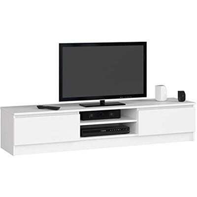 Home Collective Meuble TV de 160 cm de large avec deux portes et deux étagères ouvertes, meuble TV moderne, meuble bas, salon, chambre à coucher, blanc - Publicité Home Collective Meuble TV de 160 cm de large avec deux portes et deux étagères ouvertes, meuble TV moderne, meuble bas, salon, chambre à coucher, blanc - Publicité