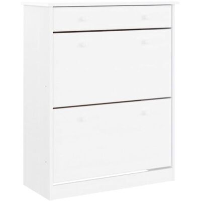 vidaXL Armoire à Chaussures Alta Blanc 77x35x96 cm Bois Massif de pin, Rangement à Chaussures, Organisateur de Chaussures, Armoire d'entrée - Publicité vidaXL Armoire à Chaussures Alta Blanc 77x35x96 cm Bois Massif de pin, Rangement à Chaussures, Organisateur de Chaussures, Armoire d'entrée - Publicité