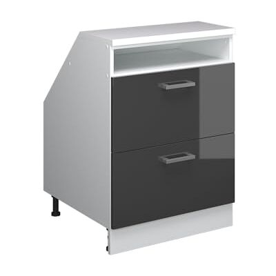 Vicco Meuble sous Pente R-Line, Anthracite Haute Brillance, 60cm 2 tiroirs, 60 cm de Profondeur, pour Une Combinaison Libre au Sein de systèmes de Cuisine modulaires - Publicité Vicco Meuble sous Pente R-Line, Anthracite Haute Brillance, 60cm 2 tiroirs, 60 cm de Profondeur, pour Une Combinaison Libre au Sein de systèmes de Cuisine modulaires - Publicité