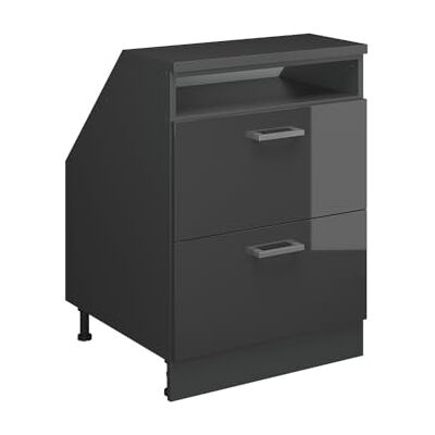 Vicco Meuble sous Pente R-Line, Anthracite Haute Brillance, 60cm 2 tiroirs, 60 cm de Profondeur, pour Une Combinaison Libre au Sein de systèmes de Cuisine modulaires - Publicité Vicco Meuble sous Pente R-Line, Anthracite Haute Brillance, 60cm 2 tiroirs, 60 cm de Profondeur, pour Une Combinaison Libre au Sein de systèmes de Cuisine modulaires - Publicité