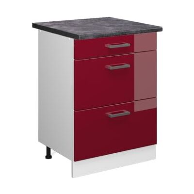 Vicco Meuble Cuisine R-Line, Rouge Brillant, 60cm avec tiroirs, PT Anthracite, pour Une Combinaison Libre au Sein de systèmes de Cuisine modulaires - Publicité Vicco Meuble Cuisine R-Line, Rouge Brillant, 60cm avec tiroirs, PT Anthracite, pour Une Combinaison Libre au Sein de systèmes de Cuisine modulaires - Publicité