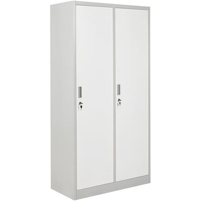 Beliani Casier Double en Métal Armoire Vestiaire Gymnase Salle de Sport École 2 Portes Blanc et Gris Athlete - Publicité Beliani Casier Double en Métal Armoire Vestiaire Gymnase Salle de Sport École 2 Portes Blanc et Gris Athlete - Publicité