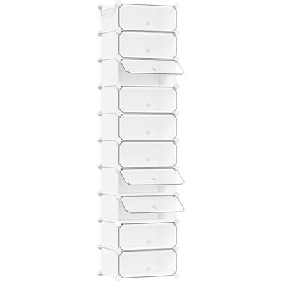 WOLTU Boîte à Chaussures, Rangement Chaussures, Lot de 10, Design Empilable, pour 20 Paires, avec Porte, Crochets, 40x30x170cm, Blanc - Publicité WOLTU Boîte à Chaussures, Rangement Chaussures, Lot de 10, Design Empilable, pour 20 Paires, avec Porte, Crochets, 40x30x170cm, Blanc - Publicité