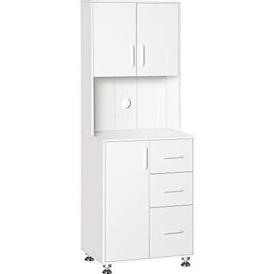 HOMCOM Buffet Haut Cuisine, Armoire de Cuisine, vaisselier avec 3 Portes, 3 tiroirs et Plan de Travail, Meuble de Rangement pour Salon, Salle à Manger, Style Moderne, 60 x 40 x 160 cm, Blanc - Publicité HOMCOM Buffet Haut Cuisine, Armoire de Cuisine, vaisselier avec 3 Portes, 3 tiroirs et Plan de Travail, Meuble de Rangement pour Salon, Salle à Manger, Style Moderne, 60 x 40 x 160 cm, Blanc - Publicité