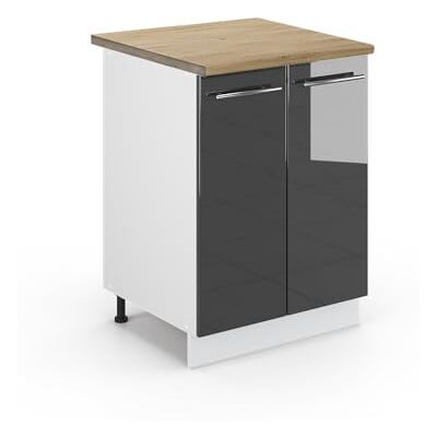 Vicco Meuble Bas de Cuisine Fame-Line, Anthracite Haute Brillance, 60cm, PT Chêne, à Combiner avec d'autres modules de la série Fame-Line - Publicité Vicco Meuble Bas de Cuisine Fame-Line, Anthracite Haute Brillance, 60cm, PT Chêne, à Combiner avec d'autres modules de la série Fame-Line - Publicité