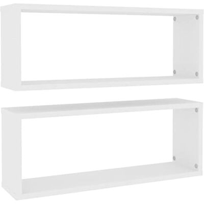 vidaXL Étagères Murales Cube 2 pcs, Supports Suspendus, Tablettes Flottantes, Meubles de Salon Salle de Séjour, Blanc Bois d'Ingénierie - Publicité vidaXL Étagères Murales Cube 2 pcs, Supports Suspendus, Tablettes Flottantes, Meubles de Salon Salle de Séjour, Blanc Bois d'Ingénierie - Publicité