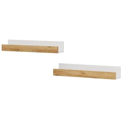 Vicco Étagère Murale Tomy, Chêne Blanc/Force de l'or, 60x10cm Lot de 2, adapté au Montage Mural pour Livres et Objets de décoration - Publicité Vicco Étagère Murale Tomy, Chêne Blanc/Force de l'or, 60x10cm Lot de 2, adapté au Montage Mural pour Livres et Objets de décoration - Publicité