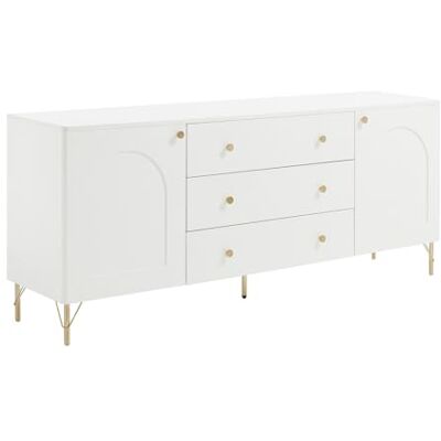 Unique Buffet avec 2 Portes et 3 tiroirs Blanc et doré ALOBARA - Publicité Unique Buffet avec 2 Portes et 3 tiroirs Blanc et doré ALOBARA - Publicité