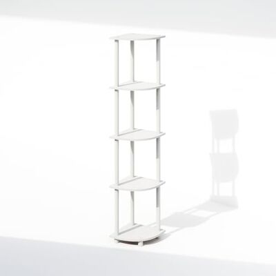 Furinno Turn-N-Tube Étagère d'angle 5 Niveaux Ouverte pour Salon Bureau Garage Chambre, Blanc - Publicité Furinno Turn-N-Tube Étagère d'angle 5 Niveaux Ouverte pour Salon Bureau Garage Chambre, Blanc - Publicité