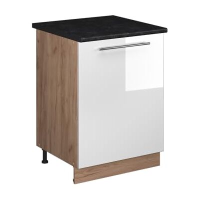 Vicco Meuble Bas de Cuisine Fame-Line, Blanc Haute Brillance/Chêne de Force doré, 60cm 1 Porte avec Plan de Travail - Publicité Vicco Meuble Bas de Cuisine Fame-Line, Blanc Haute Brillance/Chêne de Force doré, 60cm 1 Porte avec Plan de Travail - Publicité